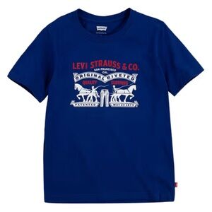 Levi's 2-Horse Graphic Short-Sleeve Cotton T-Shirt Blue Boys Size M 10-12 Yrs